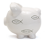 Faith Piggy Bank-Gray